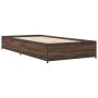 Brown oak metal engineered wood bed frame 90x200 cm by vidaXL, Beds and slatted bases - Ref: Foro24-845115, Price: 85,58 €, D...