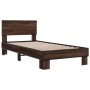 Estructura cama madera ingeniería metal marrón roble 100x200 cm de vidaXL, Camas y somieres - Ref: Foro24-845806, Precio: 101...