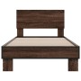 Engineered wood bed frame oak brown metal 100x200 cm by vidaXL, Beds and slatted bases - Ref: Foro24-845806, Price: 101,63 €,...