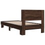 Estructura cama madera ingeniería metal marrón roble 100x200 cm de vidaXL, Camas y somieres - Ref: Foro24-845806, Precio: 101...