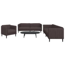 Set mit 3 Stück Sofa dunkelbrauner Stoff von vidaXL, Sofas - Ref: Foro24-3209232, Preis: 718,99 €, Rabatt: %