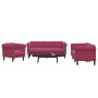 3-piece velvet sofa set in deep red wine color by vidaXL, Sofas - Ref: Foro24-3209213, Price: 735,52 €, Discount: %