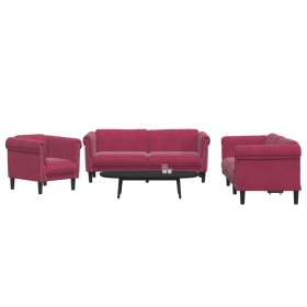 Juego de sofás 3 piezas terciopelo rojo tinto de vidaXL, Sofás - Ref: Foro24-3209213, Precio: 734,99 €, Descuento: %