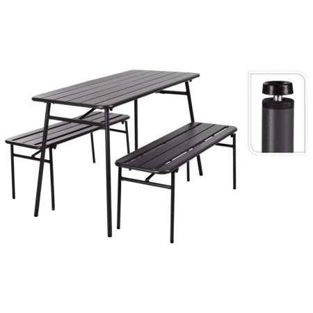 ProGarden 3-piece garden table and bench set in gray steel by ProGarden, Garden sets - Ref: Foro24-447581, Price: 288,42 €, D...