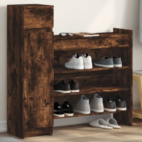 Engineered wood smoked oak shoerack 100.5x28x100 cm by vidaXL, Shoe racks and shoe organizers - Ref: Foro24-840426, Price: 88...