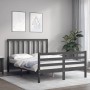 Double bed frame with gray solid wood headboard by vidaXL, Beds and slatted bases - Ref: Foro24-3193768, Price: 169,99 €, Dis...