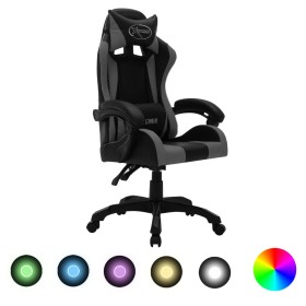 Gaming-Stuhl mit RGB-LED-Lichtern aus grauem und schwarzem Kunstleder von vidaXL, Bürostühle - Ref: Foro24-288000, Preis: 195...