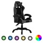 Silla gaming con luces LED RGB cuero sintético gris y negro de vidaXL, Sillas de oficina - Ref: Foro24-288000, Precio: 180,48...