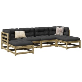 Set Gartensofas 6-teilig mit Kissen aus imprägniertem Kiefernholz von vidaXL, Gartensets - Ref: Foro24-3295821, Preis: 561,99...