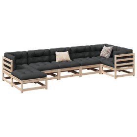 Set mit 7 Gartensofas mit Kissen aus massivem Kiefernholz von vidaXL, Gartensets - Ref: Foro24-3299545, Preis: 640,76 €, Raba...