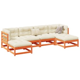 Set Gartensofas 6 Stück massives Kiefernholz wachsbraun von vidaXL, Gartensets - Ref: Foro24-3299564, Preis: 371,99 €, Rabatt: %