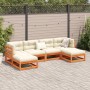 6-piece garden sofa set made of solid pine wood in brown wax. by vidaXL, Garden sets - Ref: Foro24-3299564, Price: 362,79 €, ...