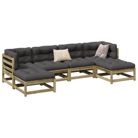 Set Gartensofas 6-teilig mit Kissen aus imprägniertem Kiefernholz von vidaXL, Gartensets - Ref: Foro24-3299570, Preis: 564,38...