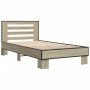 Estructura cama madera ingeniería metal roble Sonoma 75x190 cm de vidaXL, Camas y somieres - Ref: Foro24-845658, Precio: 93,9...