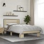 Sonoma oak metal engineered wood bed frame 75x190 cm by vidaXL, Beds and slatted bases - Ref: Foro24-845658, Price: 94,11 €, ...