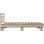 Estructura cama madera ingeniería metal roble Sonoma 75x190 cm de vidaXL, Camas y somieres - Ref: Foro24-845658, Precio: 94,1...