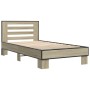 Estructura cama madera ingeniería metal roble Sonoma 90x200 cm de vidaXL, Camas y somieres - Ref: Foro24-845653, Precio: 97,8...