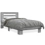 Estructura cama madera ingeniería metal gris Sonoma 90x190 cm de vidaXL, Camas y somieres - Ref: Foro24-846087, Precio: 104,9...