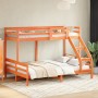 Solid wax brown pine wood bunk bed 90x200/140x200 cm by vidaXL, Beds and slatted bases - Ref: Foro24-3207192, Price: 347,05 €...