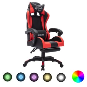 Silla gaming con luces LED RGB cuero sintético rojo y negro de vidaXL, Sillas de oficina - Ref: Foro24-288007, Precio: 218,89...