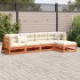 5-piece garden sofa set with pine wood and brown wax cushions. by vidaXL, Garden sets - Ref: Foro24-3299390, Price: 542,79 €,...