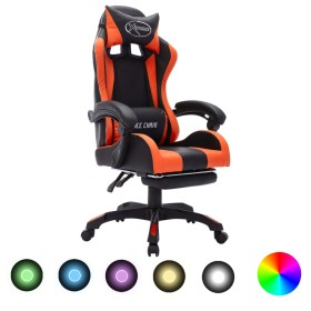 Gaming-Stuhl mit RGB-LED-Leuchten aus orangefarbenem und schwarzem Kunstleder von vidaXL, Bürostühle - Ref: Foro24-288012, Pr...