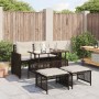 Garden set with 4-piece sofa and synthetic rattan cushions with brown glass. by vidaXL, Modular outdoor sofas - Ref: Foro24-3...