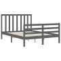 Double bed frame with gray solid wood headboard by vidaXL, Beds and slatted bases - Ref: Foro24-3193768, Price: 169,99 €, Dis...