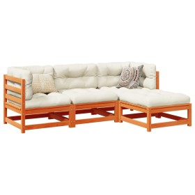 4-piece garden sofa set made of solid pine wood with a brown wax finish. by vidaXL, Garden sets - Ref: Foro24-3299378, Price:...