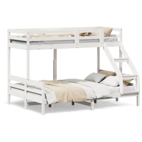 Solid white pine wood bunk bed 90x200/140x200 cm by vidaXL, Beds and slatted bases - Ref: Foro24-3207190, Price: 360,99 €, Di...