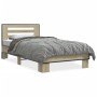 Estructura cama madera ingeniería metal roble Sonoma 90x190 cm de vidaXL, Camas y somieres - Ref: Foro24-846085, Precio: 101,...