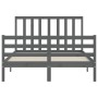 Double bed frame with gray solid wood headboard by vidaXL, Beds and slatted bases - Ref: Foro24-3193768, Price: 169,99 €, Dis...