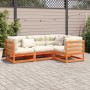 4-piece garden sofa set made of solid pine wood with a brown wax finish. by vidaXL, Garden sets - Ref: Foro24-3299409, Price:...