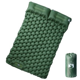 Self-inflating camping mattress with 2-person green pillows by vidaXL, Sleeping mats - Ref: Foro24-4007102, Price: 77,91 €, D...