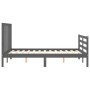 Double bed frame with gray solid wood headboard by vidaXL, Beds and slatted bases - Ref: Foro24-3193768, Price: 169,99 €, Dis...