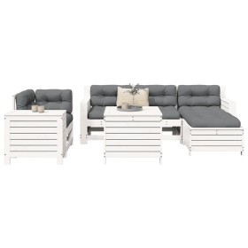 Set Gartensofas 7-tlg. massives Kiefernholz weiß von vidaXL, Gartensets - Ref: Foro24-3250509, Preis: 601,27 €, Rabatt: %