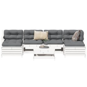 Set Gartensofas 7-tlg. massives Kiefernholz weiß von vidaXL, Gartensets - Ref: Foro24-3250989, Preis: 464,76 €, Rabatt: %