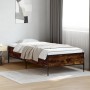 Engineered wood bed frame metal smoke oak 75x190 cm by vidaXL, Beds and slatted bases - Ref: Foro24-844993, Price: 84,49 €, D...