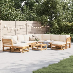 Garden furniture set 11 pieces with solid acacia wood and cushions by vidaXL, Modular outdoor sofas - Ref: Foro24-3214297, Pr...