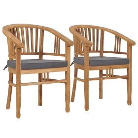 Garden chairs with cushions 2 units solid teak wood by vidaXL, Garden chairs - Ref: Foro24-49431, Price: 275,64 €, Discount: %