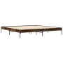 Estructura cama madera ingeniería metal roble ahumado 200x200cm de vidaXL, Camas y somieres - Ref: Foro24-844998, Precio: 113...