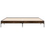 Estructura cama madera ingeniería metal roble ahumado 200x200cm de vidaXL, Camas y somieres - Ref: Foro24-844998, Precio: 113...