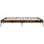 Estructura cama madera ingeniería metal roble ahumado 200x200cm de vidaXL, Camas y somieres - Ref: Foro24-844998, Precio: 113...