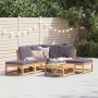 6-piece garden furniture set with solid acacia wood and cushions by vidaXL, Modular outdoor sofas - Ref: Foro24-3214306, Pric...