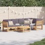 6-piece garden furniture set with solid acacia wood and cushions by vidaXL, Modular outdoor sofas - Ref: Foro24-3214312, Pric...