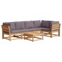 6-piece garden furniture set with solid acacia wood and cushions by vidaXL, Modular outdoor sofas - Ref: Foro24-3214312, Pric...