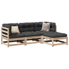 Set mit 4 Gartensofas mit Kissen aus massivem Kiefernholz von vidaXL, Gartensets - Ref: Foro24-3295814, Preis: 371,65 €, Raba...