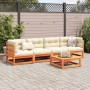 5-piece garden sofa set with pine wood and brown wax cushions. by vidaXL, Garden sets - Ref: Foro24-3299276, Price: 513,72 €,...