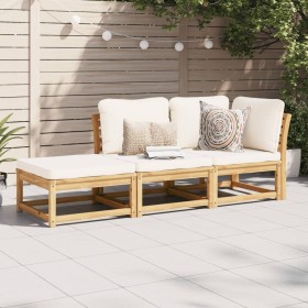 3-teiliges Gartenmöbel-Set mit Kissen aus Akazienholz von vidaXL, Modulare Sofas für den Außenbereich - Ref: Foro24-3214304, ...