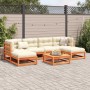 7-piece garden sofa set with pine wood furniture and brown wax cushions by vidaXL, Garden sets - Ref: Foro24-3295823, Price: ...